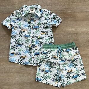 Panama Jack Toddler Boy Button Down Shirt Swim Trunks Set 2T 3T 5T